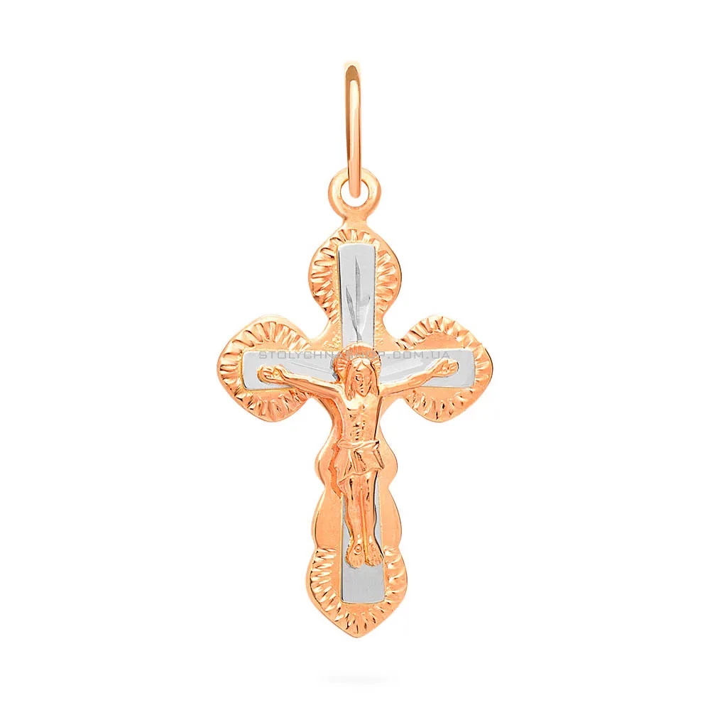 Золотой нательный крестик с распятием (арт. 529701)