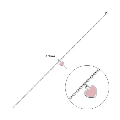 Срібний браслет на ногу з підвіскою і рожевою емаллю  (арт. 7509/3123ер)