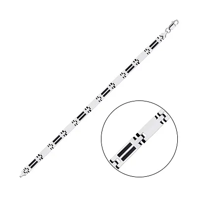 Срібний браслет з чорною емаллю  (арт. 7509/3676еч)