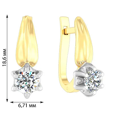 Золотые серьги с фианитом (арт. 112400ж)