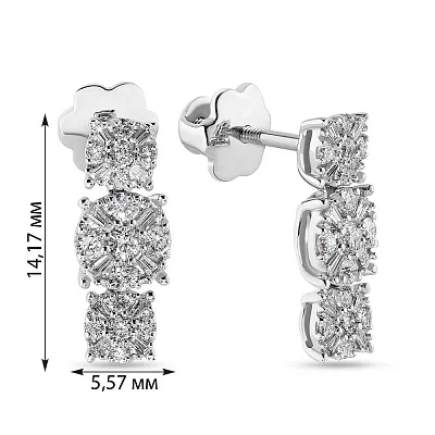Сережки пусети з білого золота з діамантами (арт. С341279040б)