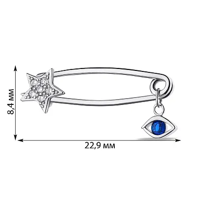 Серебряная булавка с подвеской (арт. 7511/Бр2ФС/019ас)