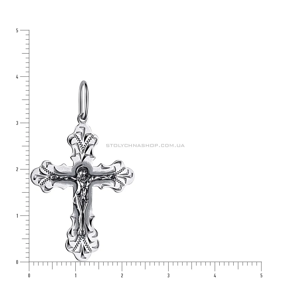 Нательный крестик с распятием из серебра (арт. 7904/3548-ч) - 2 - цена