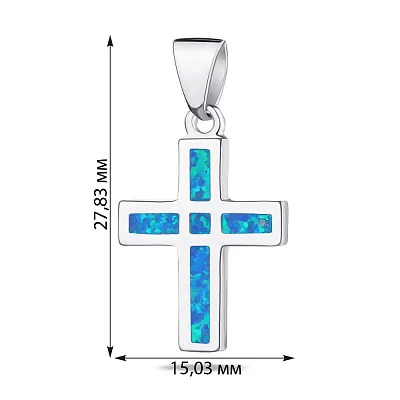 Срібна підвіска-хрестик з опалом (арт. 7503/2859Пос)