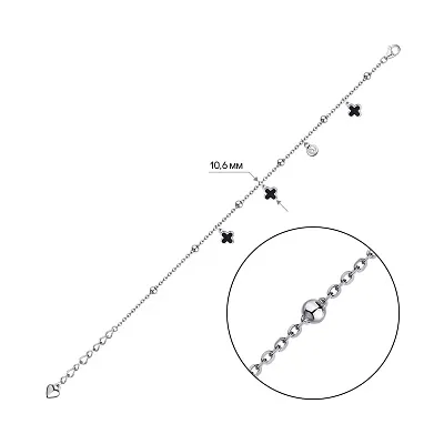 Срібний браслет з емаллю та фіанітами (арт. 7509/4077/6еч)