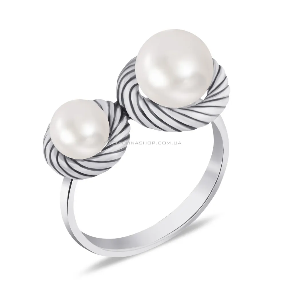 Срібна каблучка з перлами (арт. 7901/1360чжб) - цена