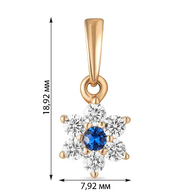 Підвіска з червоного золота «Квітка» з фіанітами (арт. 440305с)