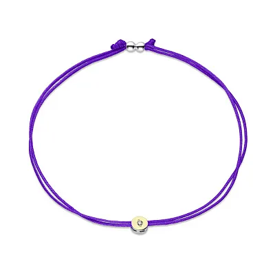 Серебряный браслет с фиолетовой нитью (арт. 7209/429фбрю)