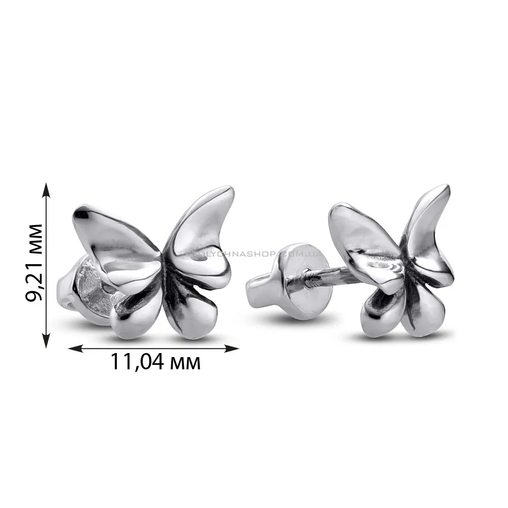Дитячі срібні сережки пусети «Метелики» (арт. 7918/5465-ч) - 2 - цена