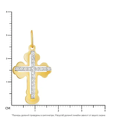 Хрестик з жовтого золота з фіанітами (арт. 500184ж)