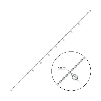Серебряный анклет на ногу с подвесками (арт. 7509/3113)