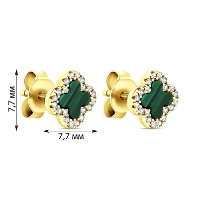 Срібні сережки-пусети з малахітом (арт. 7518/5108/7жмлх)