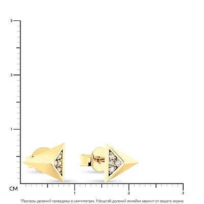 Серьги-пусеты из желтого золота с фианитами (арт. 107852ж)