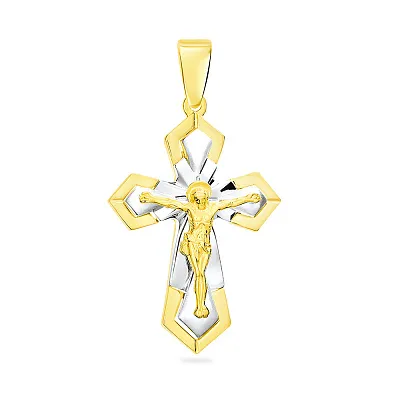 Православний хрестик з жовтого та білого золота (арт. 501575жбм)