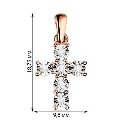 Хрестик з золота з діамантами (арт. П011265005)
