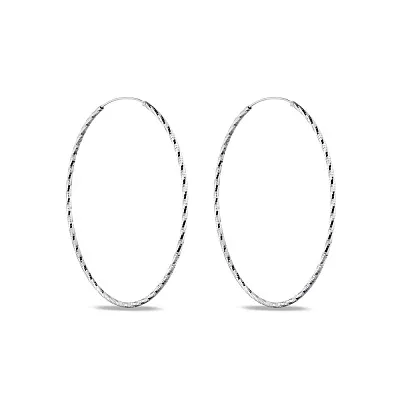 Тонкі срібні сережки-кільця з алмазною гранню (арт. 7502/4373/65)