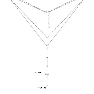 Многослойное колье - галстук из серебра с бусинками (арт. 7507/1225)