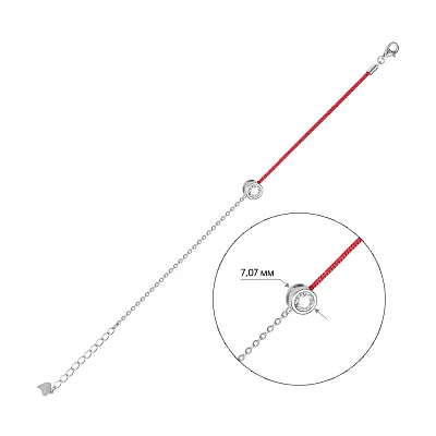 Браслет из серебра с красной нитью (арт. 7309/2182)