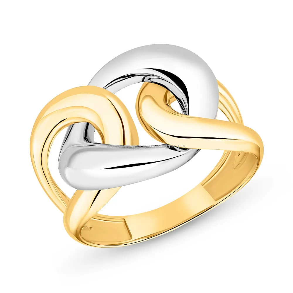 Широкое кольцо "Звенья" из желтого и белого золота (арт. 155349жб)