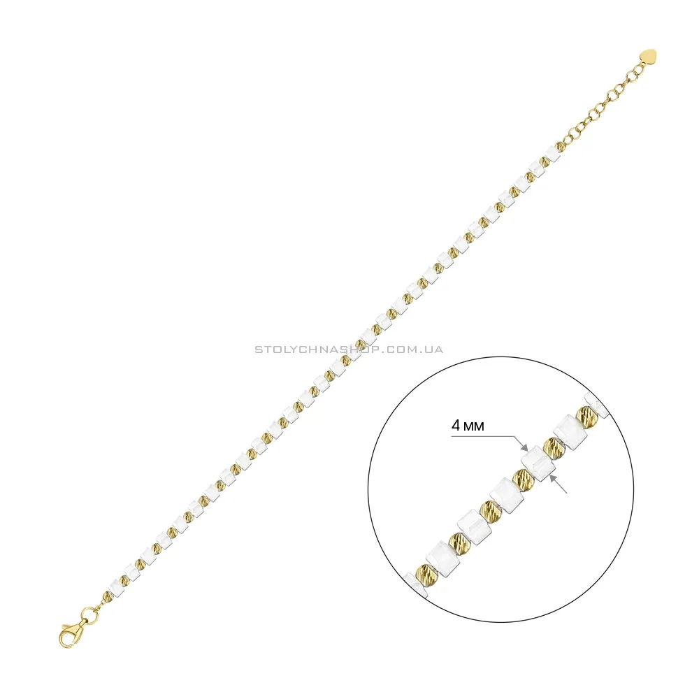 Браслет зі срібла з оніксом і жовтим родіюванням (арт. 7509/2101/4жоб) - 2 - цена