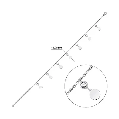 Серебряный браслет на ногу с подвесками  (арт. 7509/3465)