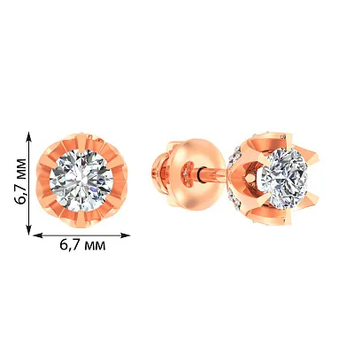 Золоті сережки пусети з білим фіанітом (арт. 110126)