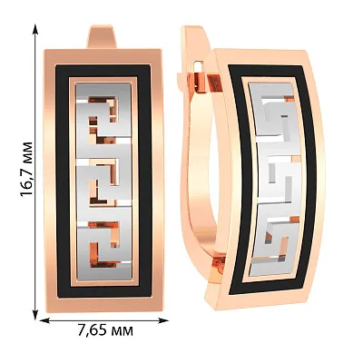 Золоті сережки Олімпія з емаллю (арт. 114300ч)
