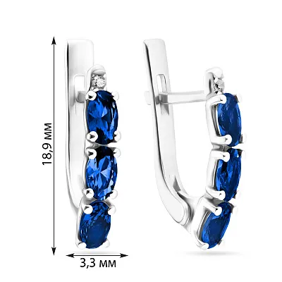 Сережки зі срібла з синім сапфіром (арт. 7002/2981/9С)
