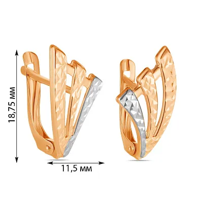 Золотые серьги в комбинированном цвете металла (арт. 107686р)
