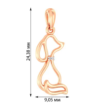 Кулон з червоного золота «Собачка» з фіанітами (арт. 440612)