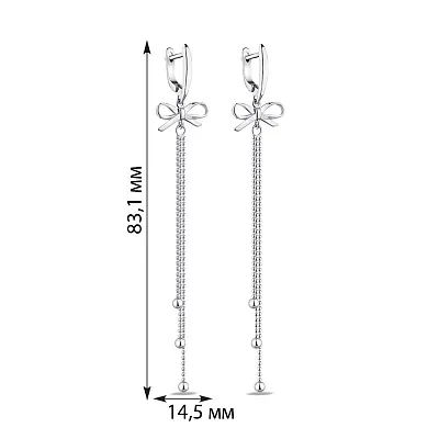 Срібні сережки Бантики з кульками (арт. 7502/9018)