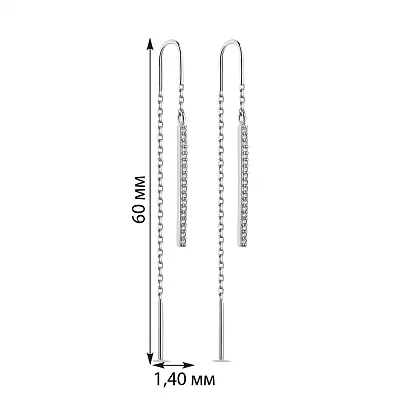 Довгі сережки-протяжки зі срібла з фіанітами (арт. 7502/3122)