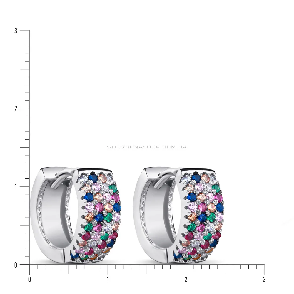 Сережки кольца с цветными альпинитами (арт. 7502/3878а) - 2 - цена