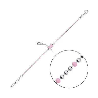 Срібний браслет для дітей з рожевою емаллю (арт. 7509/3622ер)