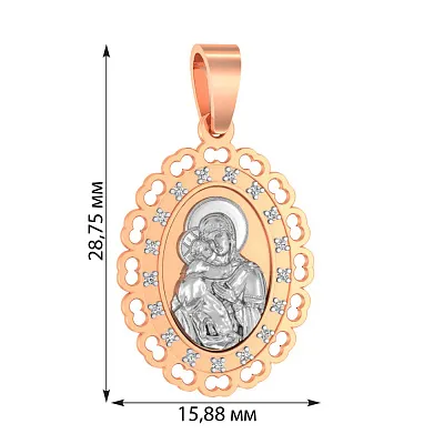 Золота ладанка іконка Божа Матір «Володимирська» (арт. 440495)