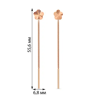 Сережки протяжки з червоного золота (арт. 109276)