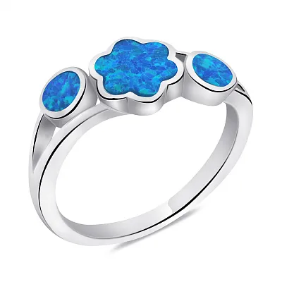 Серебряное кольцо с синим опалом (арт. 7501/6694Пос)