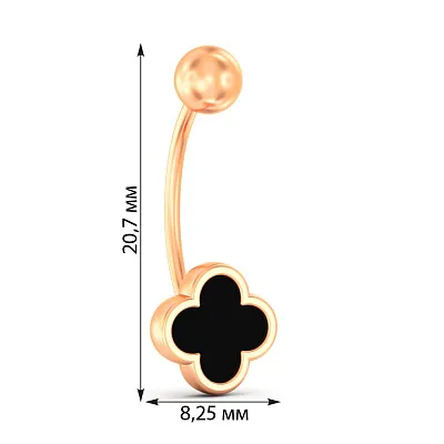 Пірсинг у пупок з червоного золота з емаллю (арт. 360250еч)