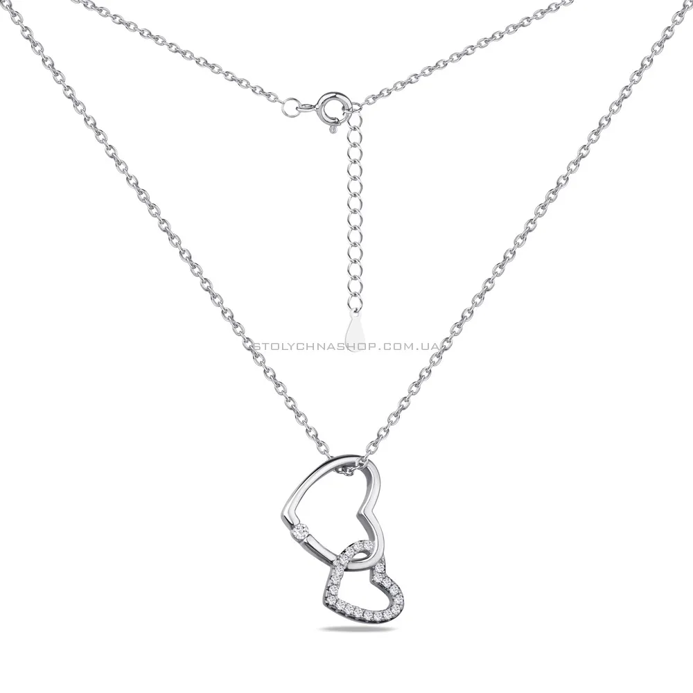 Колье серебряное "Сердечки" с фианитами (арт. 7507/1230) - 2 - цена