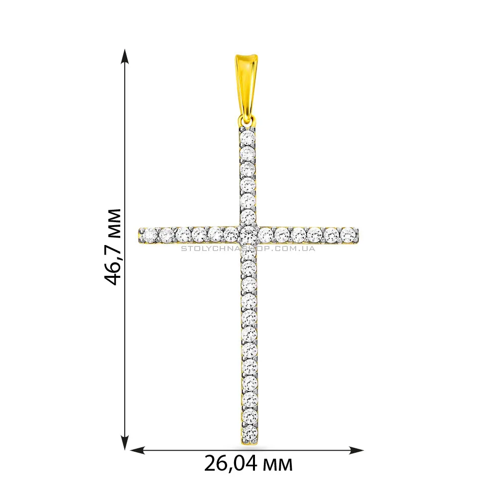 Золотая подвеска-крестик с фианитами (арт. 440340ж) - 2 - цена