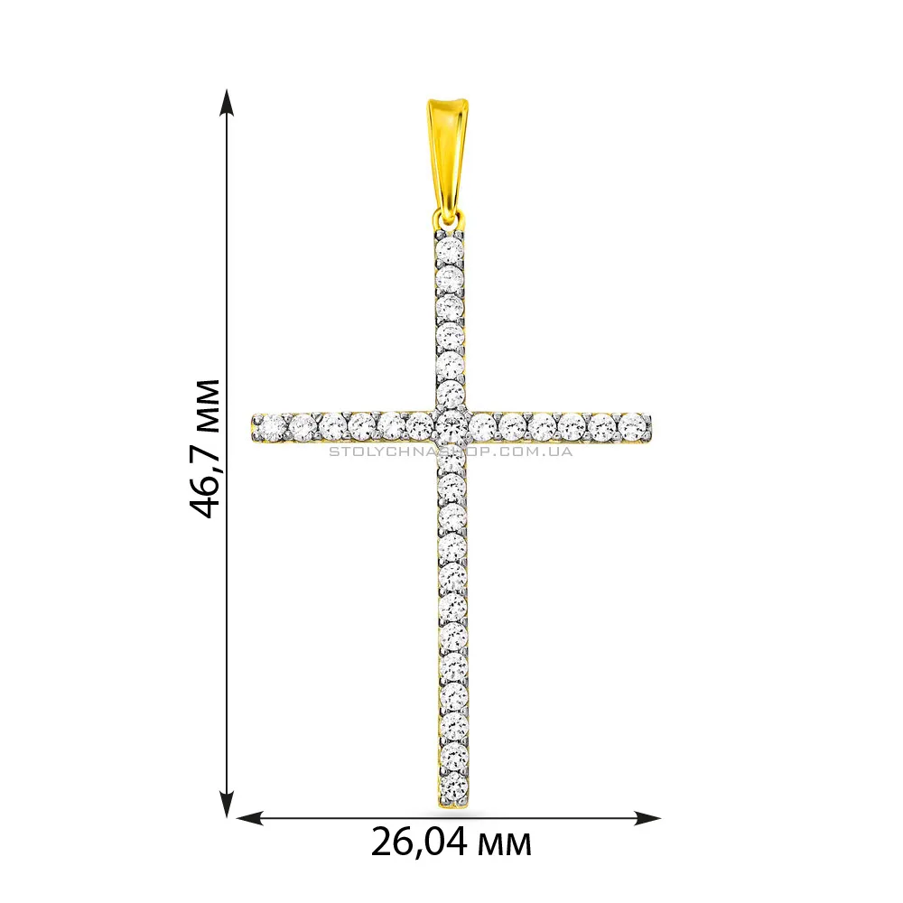 Золота підвіска-хрестик з фіанітами (арт. 440340ж) - 2 - цена