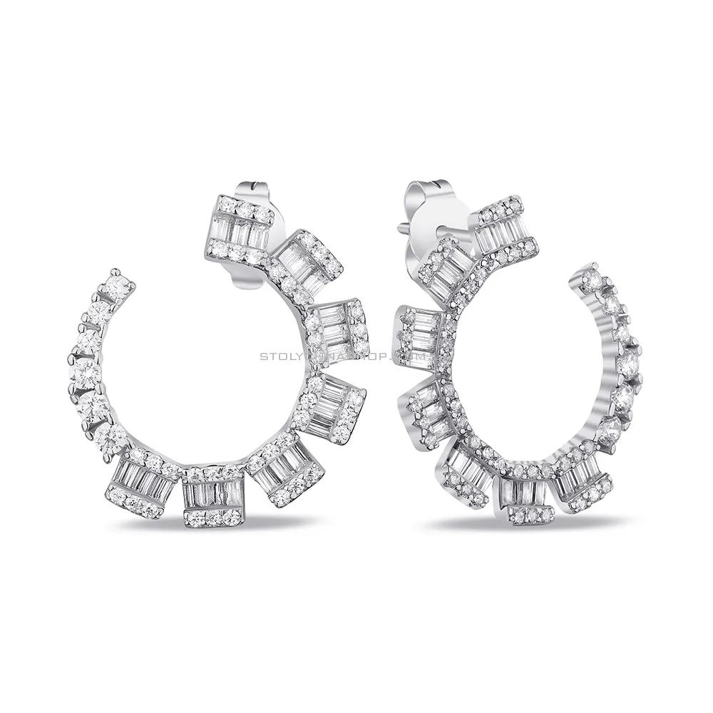 Срібні сережки-пусети з фіанітами (арт. 7518/6454) - цена