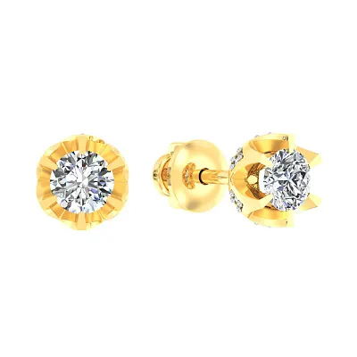 Золотые серьги в желтом цвете металла с фианитом (арт. 110126ж)