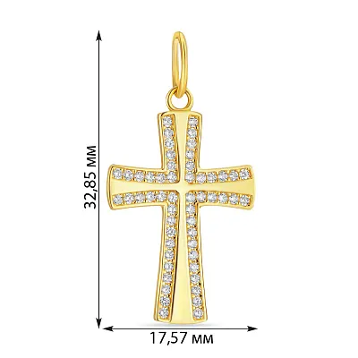 Хрестик з фіанітами з жовтого золота (арт. 423994ж)