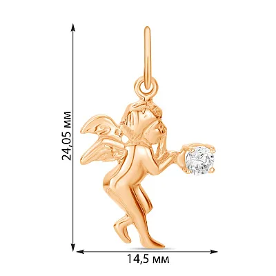 Підвіска «Янгол» з червоного золота з фіанітом (арт. 424158)