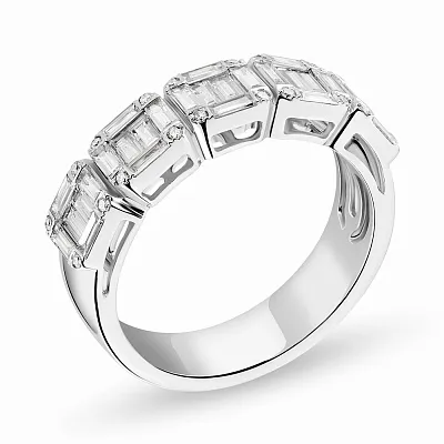 Широкое кольцо из белого золота с бриллиантами  (арт. К28022080б)