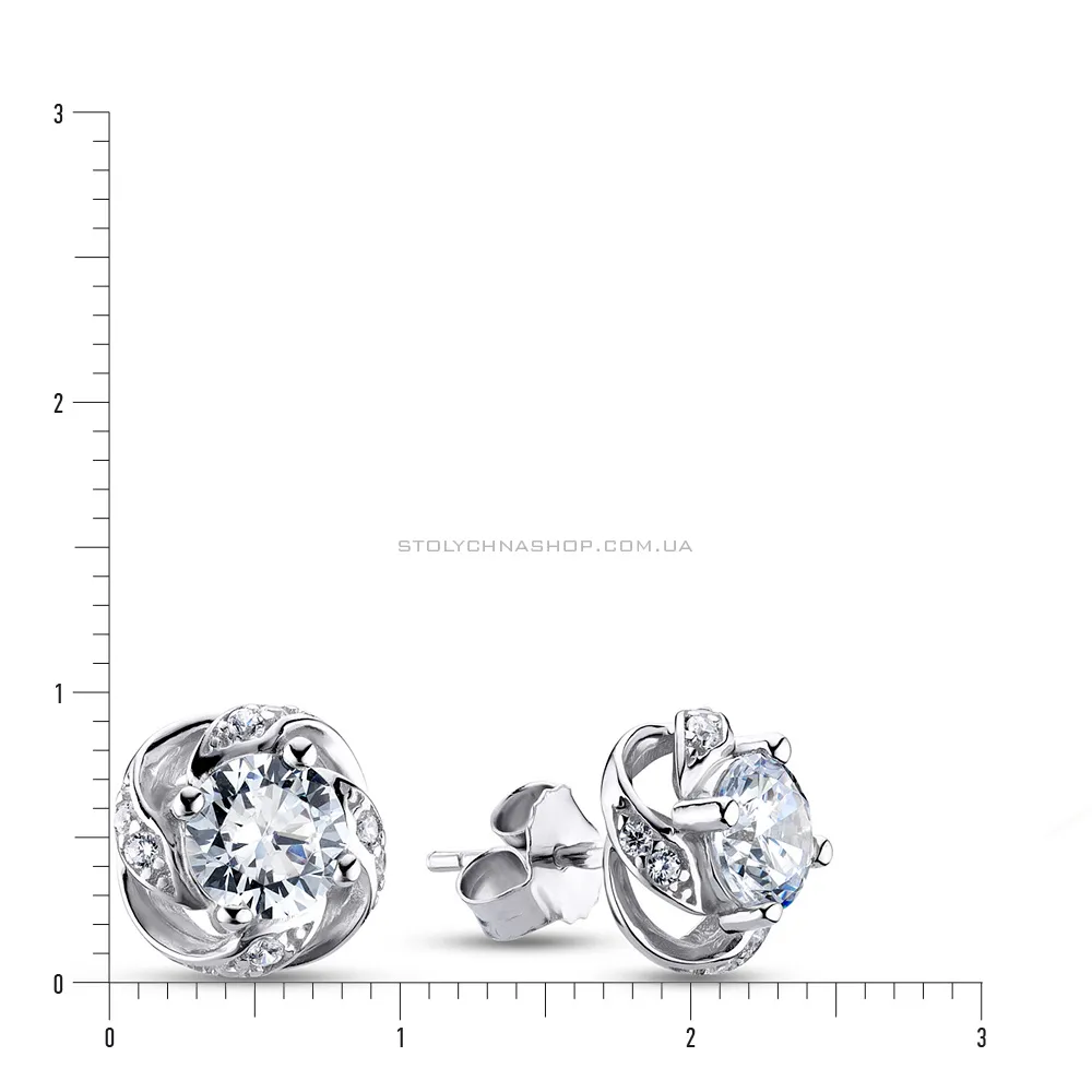Срібні сережки пусети з фіанітами (арт. 7518/5130)