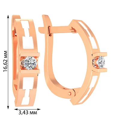 Золоті сережки з емаллю і фіанітом (арт. 119400еб)