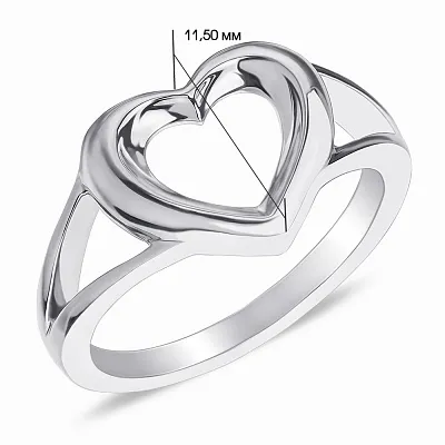 Серебряное кольцо «Сердце» без камней  (арт. 7501/4102)