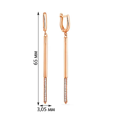 Золотые серьги из красного золота с фианитами (арт. 108121)